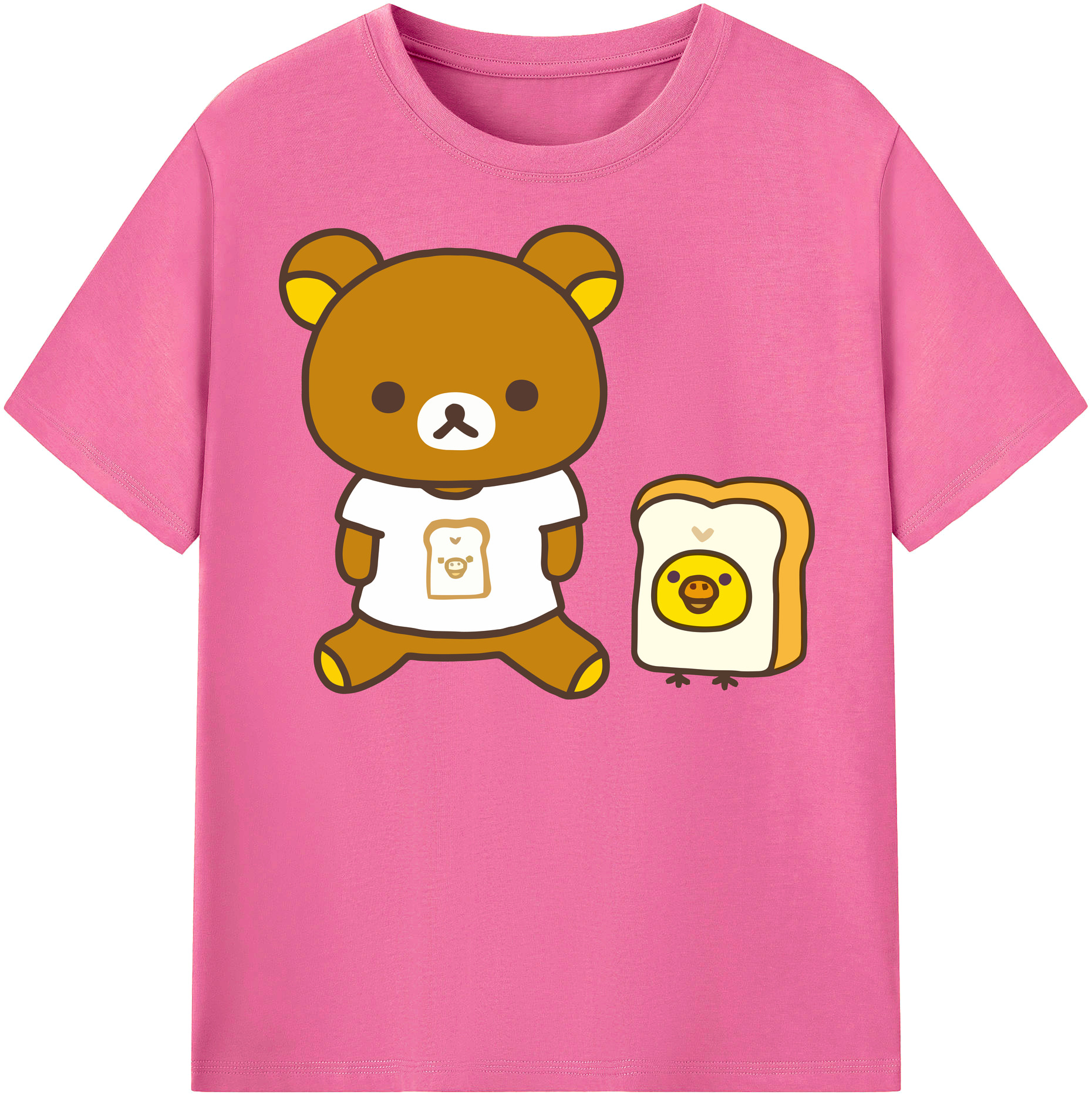 （画像用） リラックマ リラックマ キイロイトリ Rilakkuma Korilakkuma Kiiroitori レディースカジュアルプリントTシャツ（綿100％）